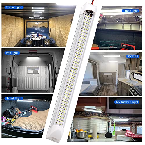 RVZONE 12v LED Interior Light Bar | 108LEDs 1600LM 6W DC 12 Volt led Strip Lights Enclosed Trailer Lights Fixture for Camper Truck Van RV Trailer Cargo Cabient Lights Fixture Motorhome Lorry (4Pack) - Image 2