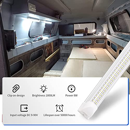 RVZONE 12v LED Interior Light Bar | 108LEDs 1600LM 6W DC 12 Volt led Strip Lights Enclosed Trailer Lights Fixture for Camper Truck Van RV Trailer Cargo Cabient Lights Fixture Motorhome Lorry (4Pack) - Image 3