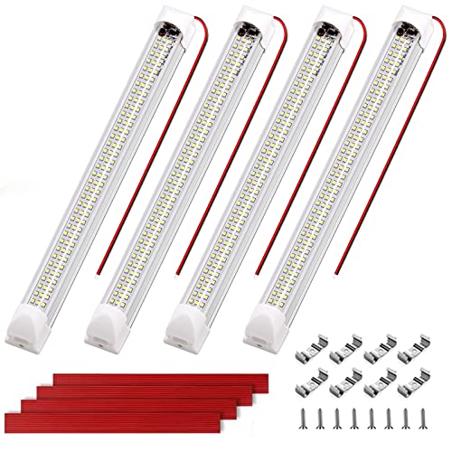 RVZONE 12v LED Interior Light Bar | 108LEDs 1600LM 6W DC 12 Volt led Strip Lights Enclosed Trailer Lights Fixture for Camper Truck Van RV Trailer Cargo Cabient Lights Fixture Motorhome Lorry (4Pack) - Image 1