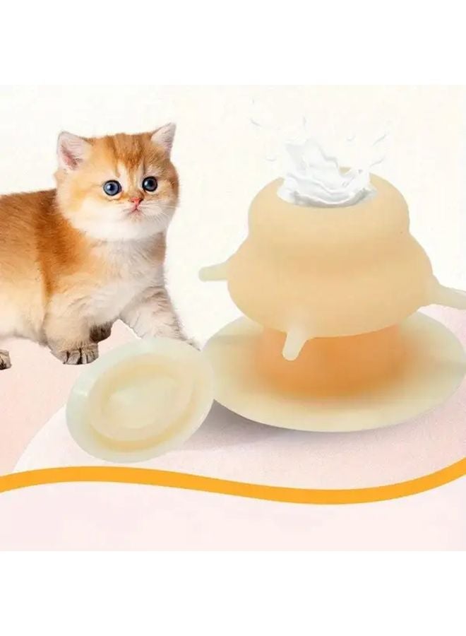 وعاء حليب أزرق للحيوانات الأليفة مع كوب شفاط مغذي محاكي 230 مل أدوات طعام متعددة المصاصات - Image 2