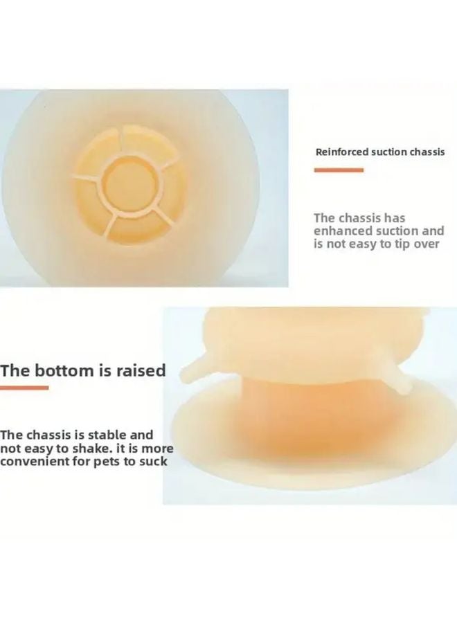 وعاء حليب أزرق للحيوانات الأليفة مع كوب شفاط مغذي محاكي 230 مل أدوات طعام متعددة المصاصات - Image 3