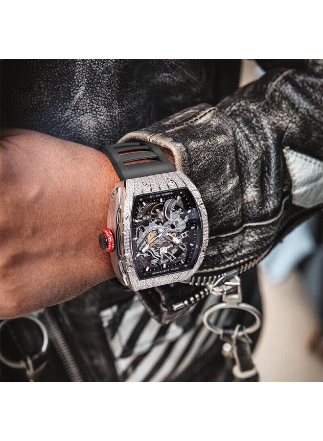 Geya Great Wall Series Men's Watch, Barrel-shaped Skeleton Fully Automatic Mechanical Watch For Men, Gift For Boyfriend - Image 3