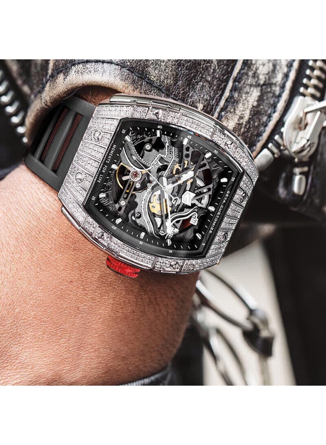 Geya Great Wall Series Men's Watch, Barrel-shaped Skeleton Fully Automatic Mechanical Watch For Men, Gift For Boyfriend - Image 2