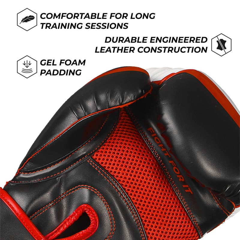 Sanabul Essential Gel Boxing Gloves for Men & Women, Kickboxing MMA, Muay Thai Gloves and Heavy Bag Training Punching & Sparring, Black/Red 12 oz - Image 5