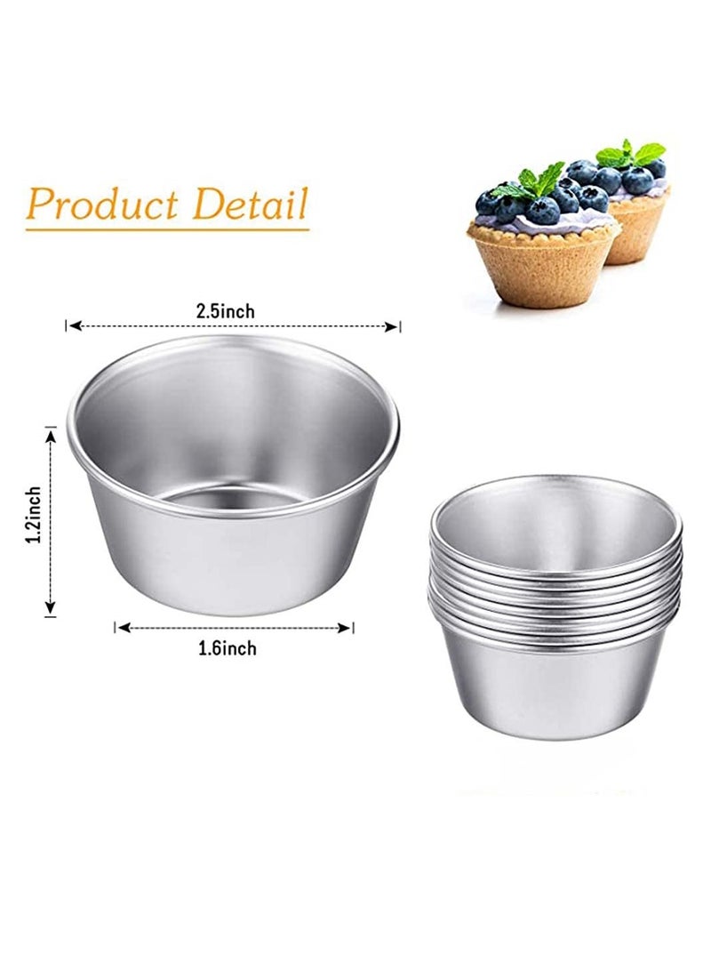 KASTWAVE 10Pcs Pudding Cake Biscuit Mo ld Mini Chocolate Melting Pot Aluminum Cup Pudding Cup Round Heat Resistant Non-Stick Egg T Mo ld Popover Baking Pan - Image 2