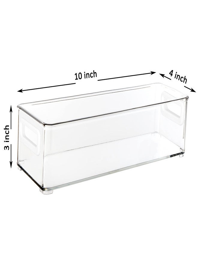 Youngever 4 Pack Stackable Plastic Storage Organizer Container Bins, Stackable Storage Bins with Handler for Refrigerator, Pantry (10" x 4" x 3") - Image 5