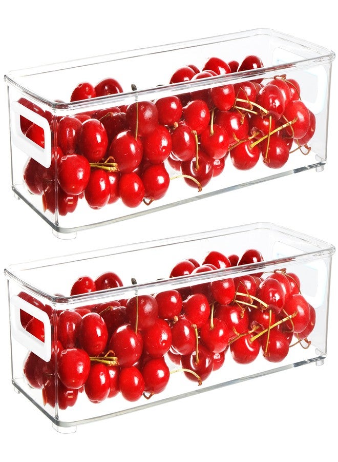 Youngever 4 Pack Stackable Plastic Storage Organizer Container Bins, Stackable Storage Bins with Handler for Refrigerator, Pantry (10" x 4" x 3") - Image 1