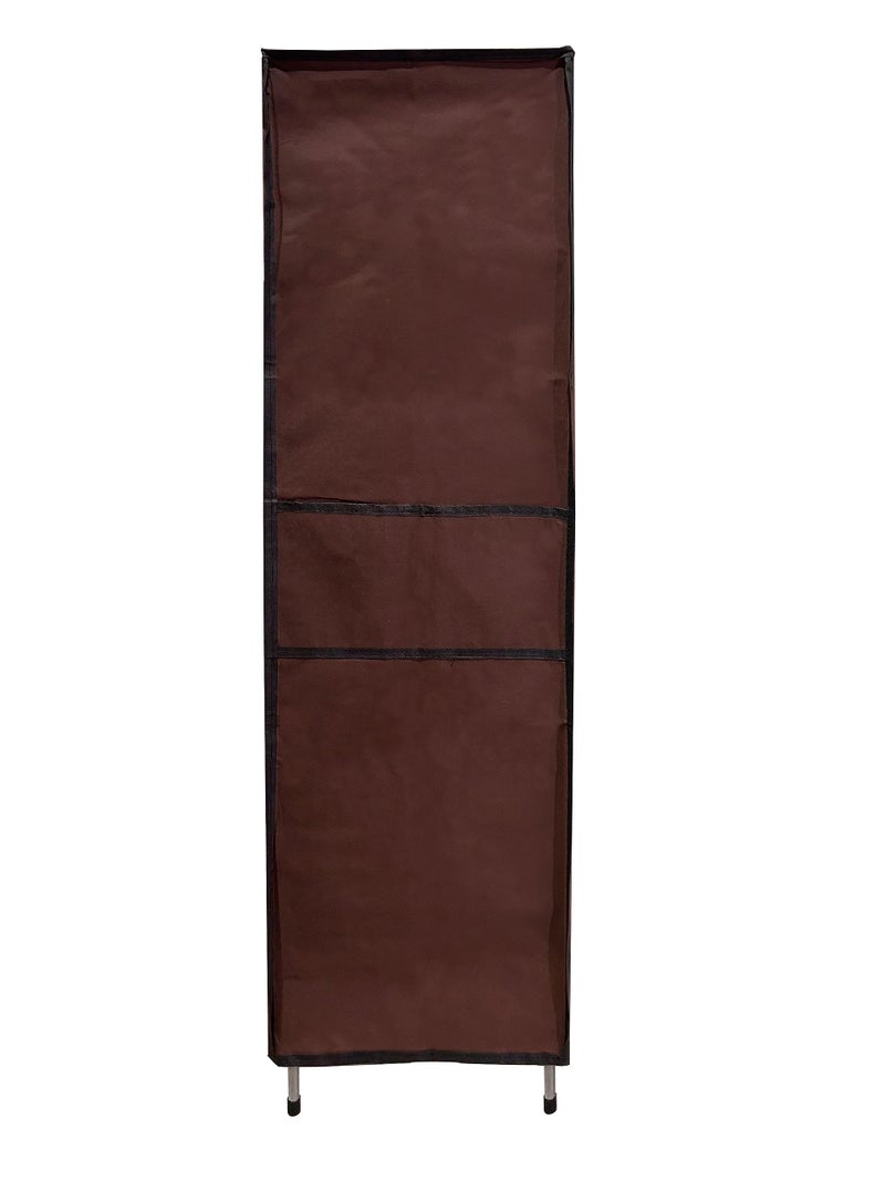 SANAMSTORE Open 6 Tier Metal Pipe With Non-Woven 100Gsm Fabric Cover Shoe/Cloth/Toy/Books Rack-Brown, 30 X 55 X 110 CM - Image 3