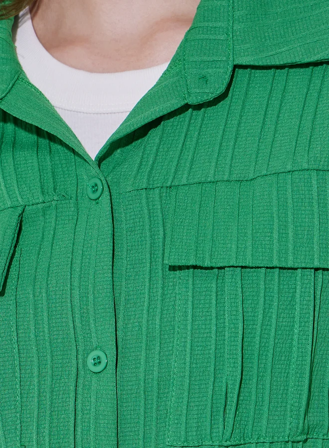 Take Two Textured Crop Shirt and Pants Co-Ords