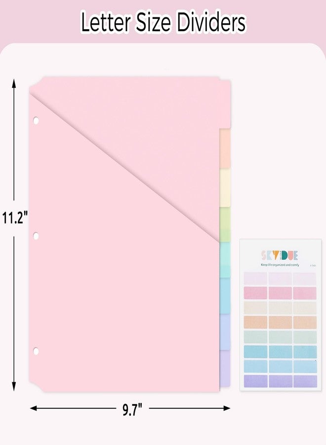 SKYDUE Binder Dividers with Tabs, 8 Tab Dividers for 3 Ring Binders, Pastel Plastic Dividers - Image 3