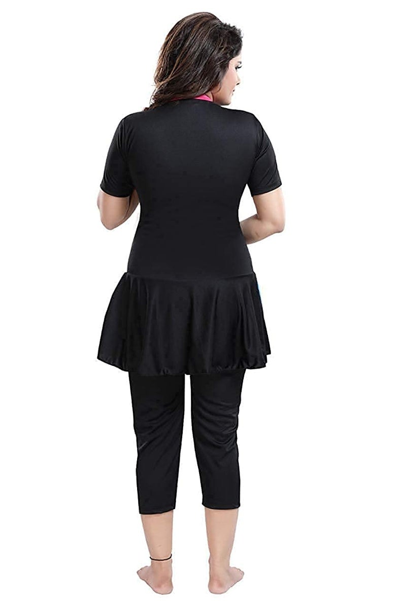 Aquado Womens one -Piece Swimwear, Half Sleeves,capricut, Swimming Costume, Two Way Stretchable Polyester Fabric, U.V.Protection. (38, Black) - Image 4