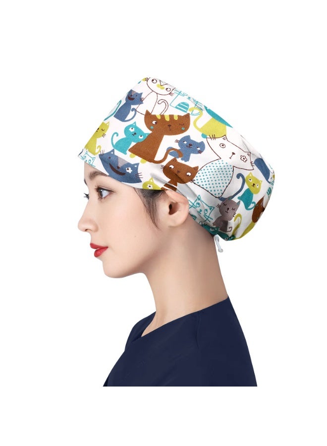 NIBEMINENT Women's Long Hair Nursing Cap Cotton Adjustable Medical Hospital Surgical Cap Unisex Anesthesiologist Nurse Working Scrub Caps