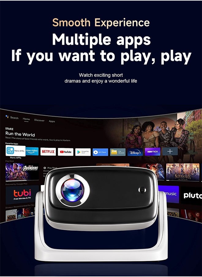 Digisand - Projector 4K, Portable Movie Projector with WiFi and Bluetooth, Electric Focus Auto Keystone 180° Rotatable Home Cinema Video Projectors - Image 1