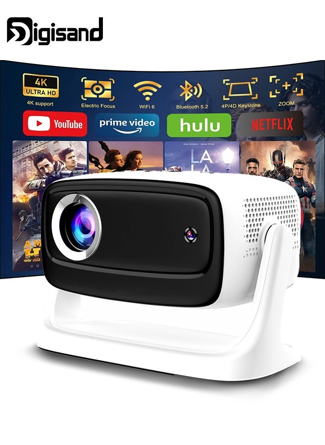 Digisand - Projector 4K, Portable Movie Projector with WiFi and Bluetooth, Electric Focus Auto Keystone 180° Rotatable Home Cinema Video Projectors - Image 1