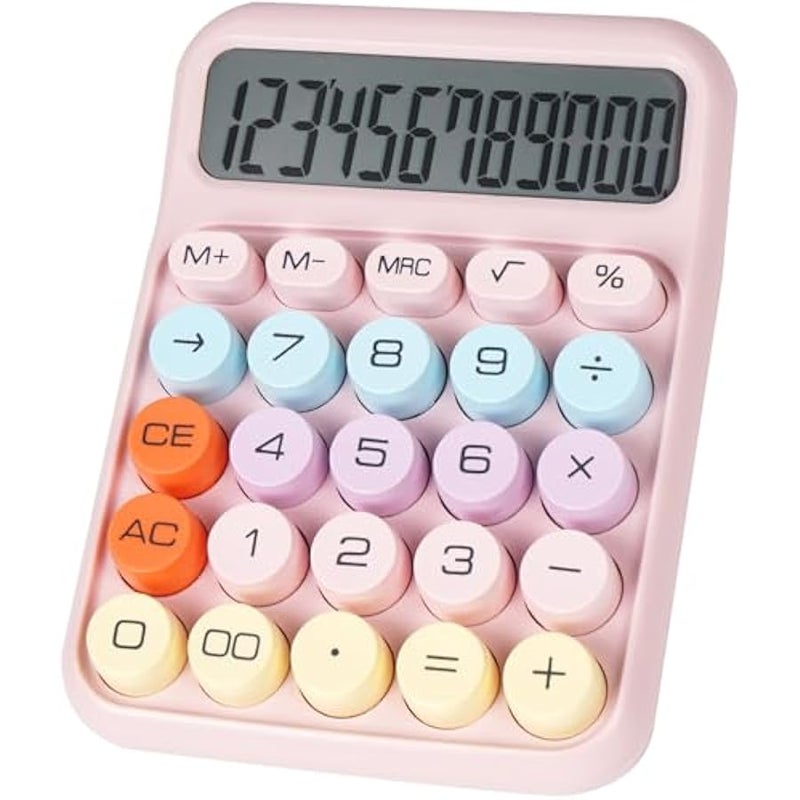 Arabest Mechanical Switch Calculator with Big ons, Calculators Desktop, 12 Digits, Large LCD Display, Desk Calculator, Cute Pink Calculators for Teachers Students Basic Office (Pink) - Image 1