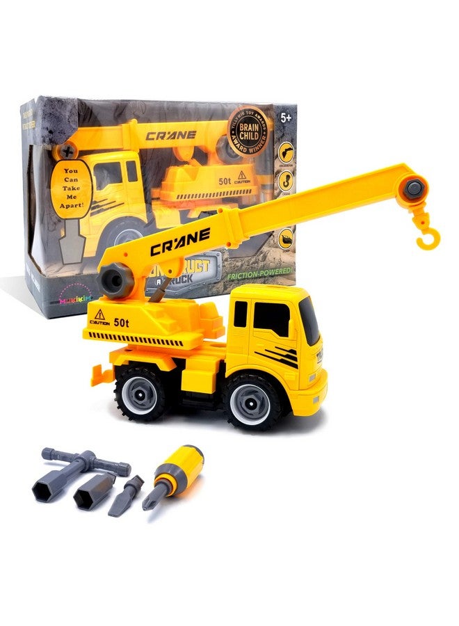 MukikiM Construct A Truck Crane. Take It Apart & Put It Back Together + Friction Powered(2Toysin1!) Awesome Award Winning Toy That Encourages Creativity! … - Image 1