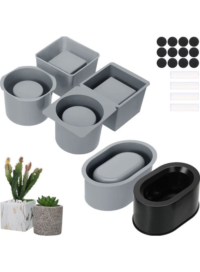 Cunhill 3 Pack Silicone Planter Molds for Concrete Square and Round Shaped Flower Cement Molds for DIY Homemade Succulent Plant Pots - Image 1