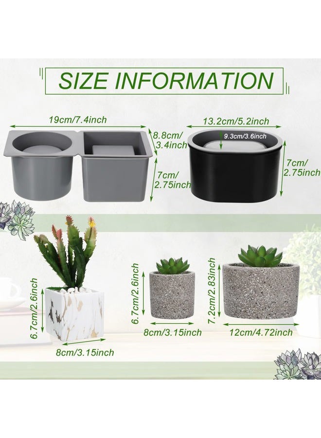 Cunhill 3 Pack Silicone Planter Molds for Concrete Square and Round Shaped Flower Cement Molds for DIY Homemade Succulent Plant Pots - Image 2