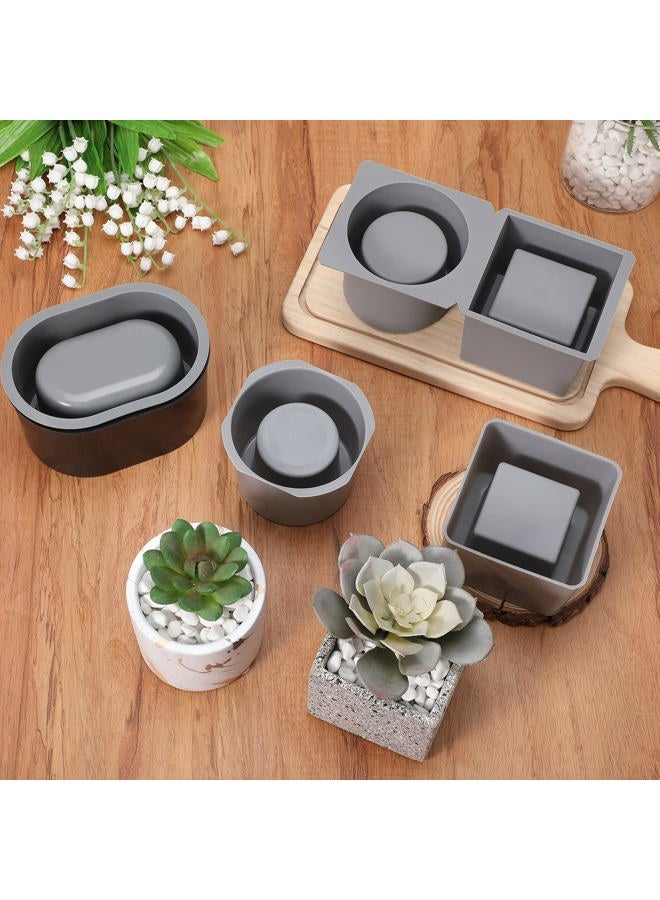 Cunhill 3 Pack Silicone Planter Molds for Concrete Square and Round Shaped Flower Cement Molds for DIY Homemade Succulent Plant Pots - Image 4