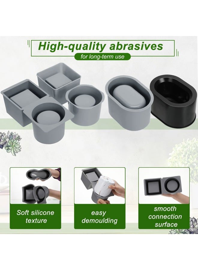 Cunhill 3 Pack Silicone Planter Molds for Concrete Square and Round Shaped Flower Cement Molds for DIY Homemade Succulent Plant Pots - Image 3