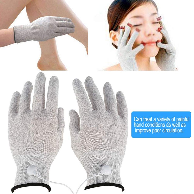 klarako Conductive Glove, Electrode Gloves Massage Gloves Electrode Massage Gloves Electrode Hand Gloves with Electrode Pads Wires for Beauty Care Equipment [S] - Image 2