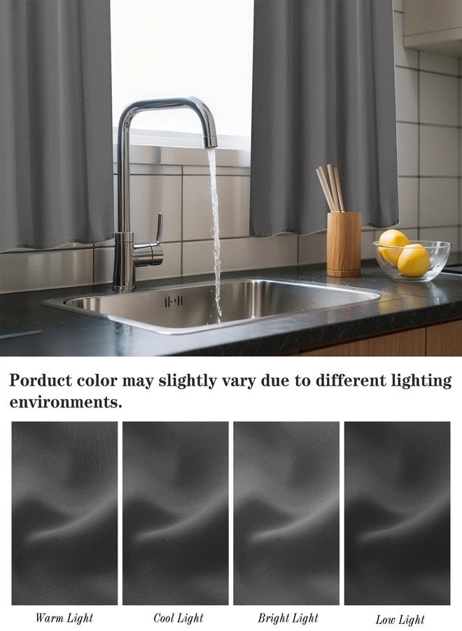 إيزي هوم ستارة عازلة للحرارة قصيرة من إيزي هوم، مزودة بجيب لقضيب الستارة، مناسبة للمطبخ، وخزانة الملابس، وغرفة المعيشة، والحمام (رمادي داكن، 27 بوصة عرض × 36 بوصة طول (عبوة من قطعتين)) - Image 5