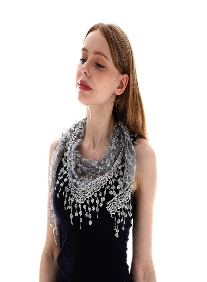 LMVERNA Triangle Lace Mantilla Veil Tulle Scarf Covering Church Veil for Mass Wedding Bridesmaids, Gray, M - Image 4