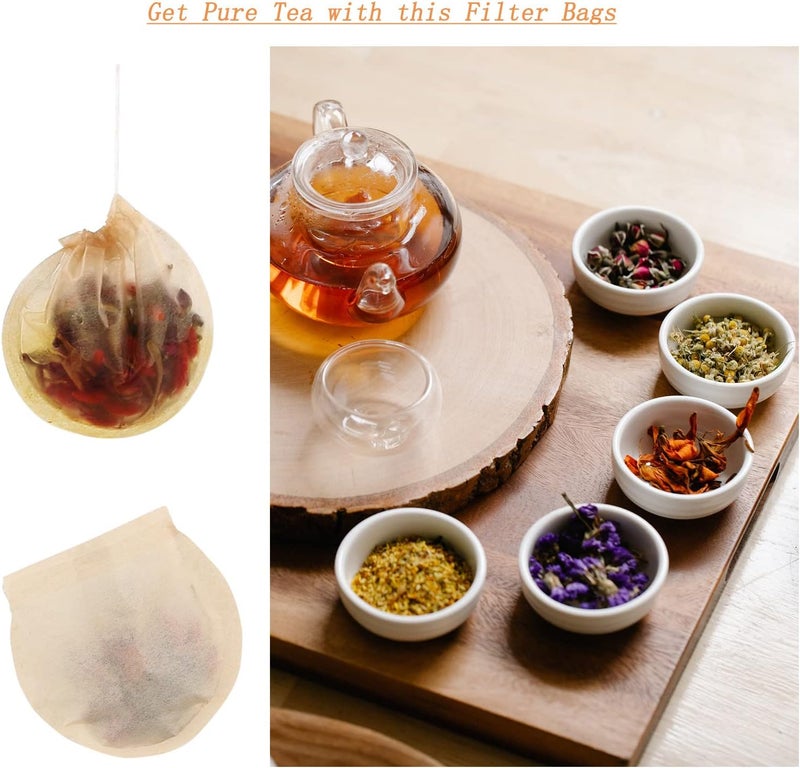 GHAMYEE 400pcs Tea Bags for Loose Leaf Tea Empty Tea Bags Loose Leaf, Disposable Round Natural Tea Filter Bags, Paper Drawstring Tea Bags Unbleached Tea Coffee Bags, Bath Spice Herbs Brewing Soup Bags - Image 2