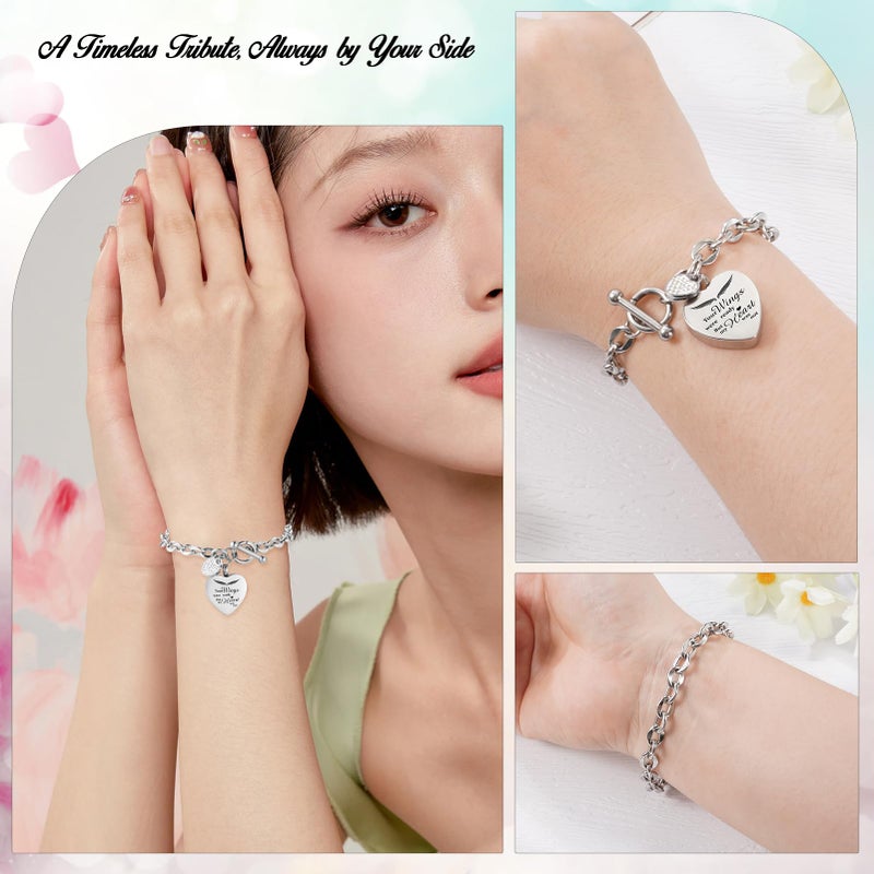abooxiu Urn Bracelet for Ashes Heart Cremation Bracelets for Ashes Stainless Steel Cremation Jewelry Ash Bracelet Memorial Urn Jewelry Ash Holder Link Chain Toggle Clasp for Men Women - Image 4