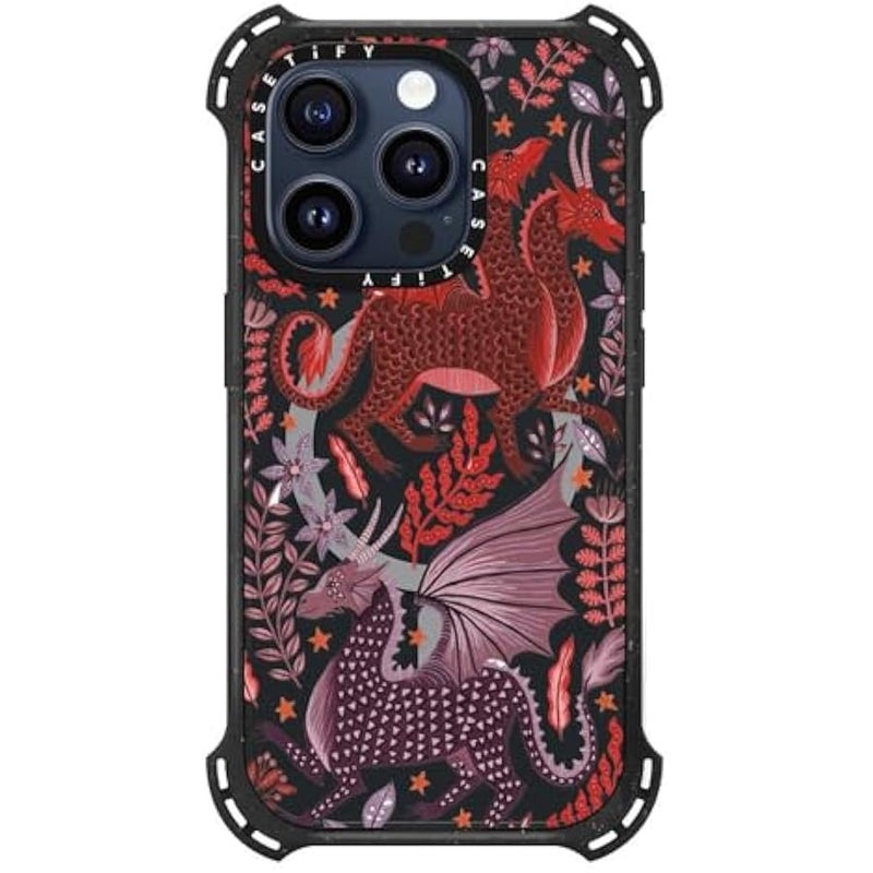 Casetify Bounce iPhone 15 Pro Case 【6X Military Grade Drop Tested / 21.3ft Drop Protection/Compatible with Magsafe】 - Red Dragon Mythical Magic - Triple Black - Image 2
