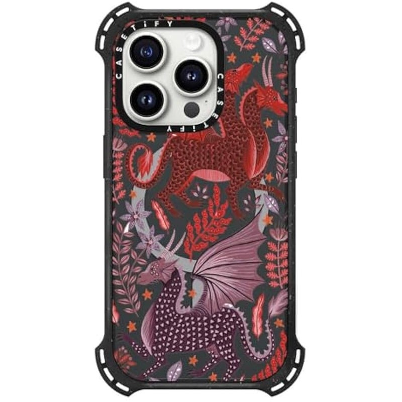 Casetify Bounce iPhone 15 Pro Case 【6X Military Grade Drop Tested / 21.3ft Drop Protection/Compatible with Magsafe】 - Red Dragon Mythical Magic - Triple Black - Image 3