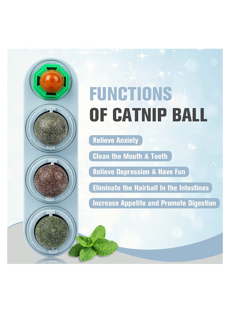 SOLARAE Catnip Ball Toy Natural Edible Snacks Rotatable Licking Treats Stick-on Wall for Cat Indoor Cats Kitten Kitty Chewing Cleaning Teeth - Image 4