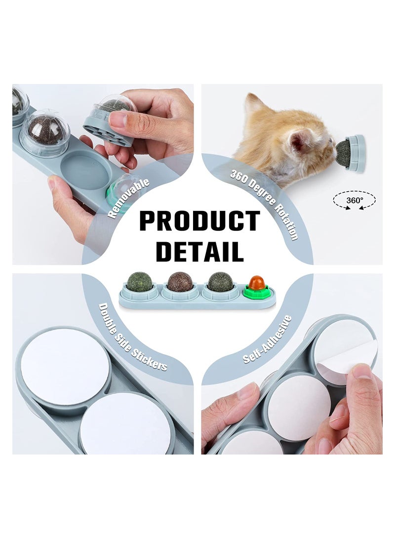 SOLARAE Catnip Ball Toy Natural Edible Snacks Rotatable Licking Treats Stick-on Wall for Cat Indoor Cats Kitten Kitty Chewing Cleaning Teeth - Image 5