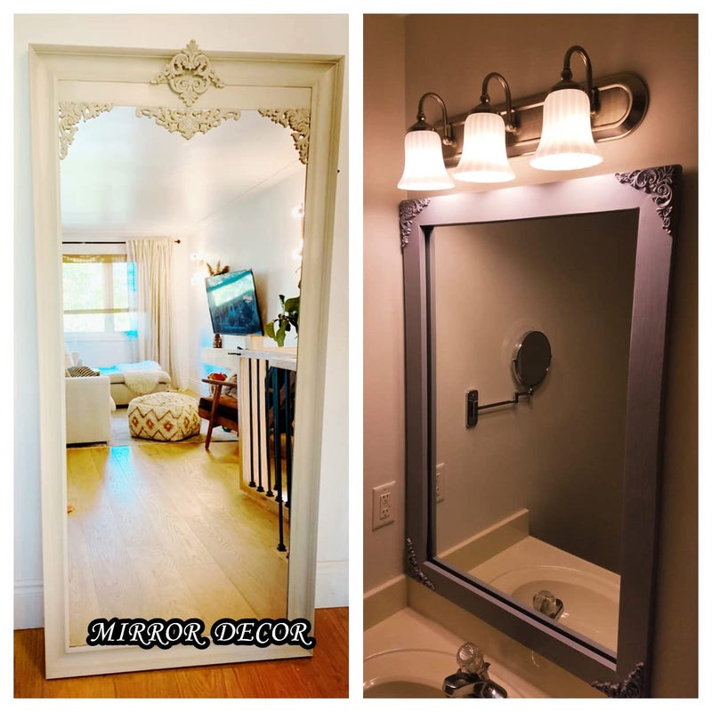 موكسام Muxsam 4 عبوة الخشب زين الخشب onlay غير مصممة خشبية منحوتة شارات الشحوم المنحوتات الرجعية للبور خزانة الباب سرير الجدار مرآة خزانة خزانة خزانة 8x8cm/3.15x3.15in - Image 4