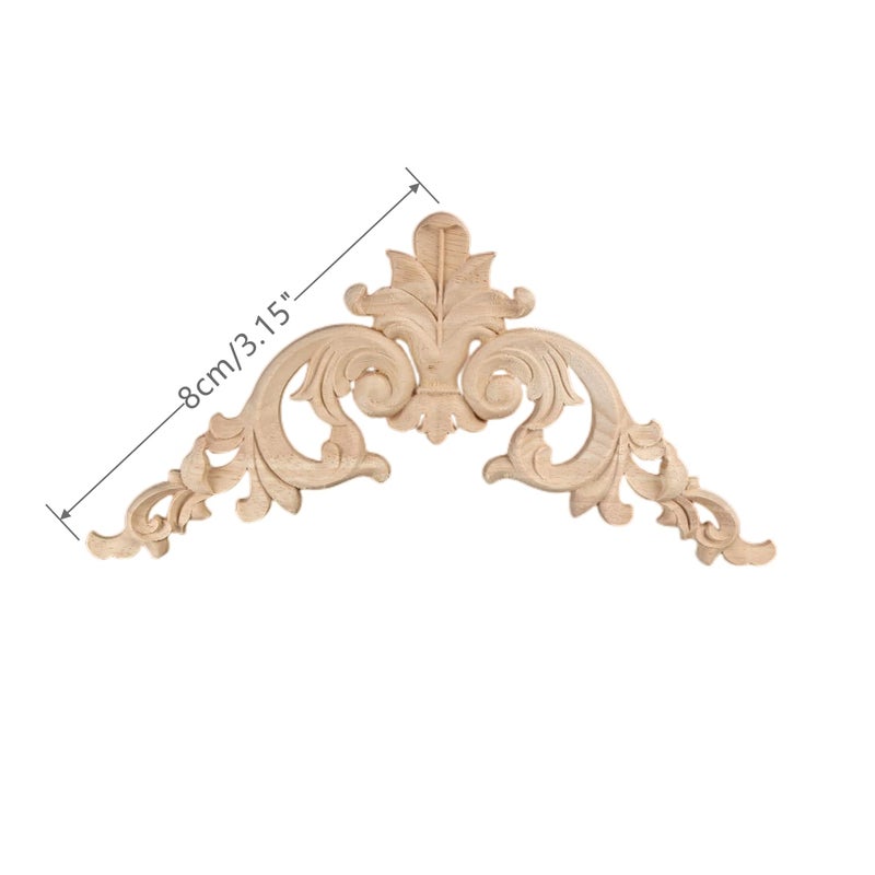 موكسام Muxsam 4 عبوة الخشب زين الخشب onlay غير مصممة خشبية منحوتة شارات الشحوم المنحوتات الرجعية للبور خزانة الباب سرير الجدار مرآة خزانة خزانة خزانة 8x8cm/3.15x3.15in - Image 1