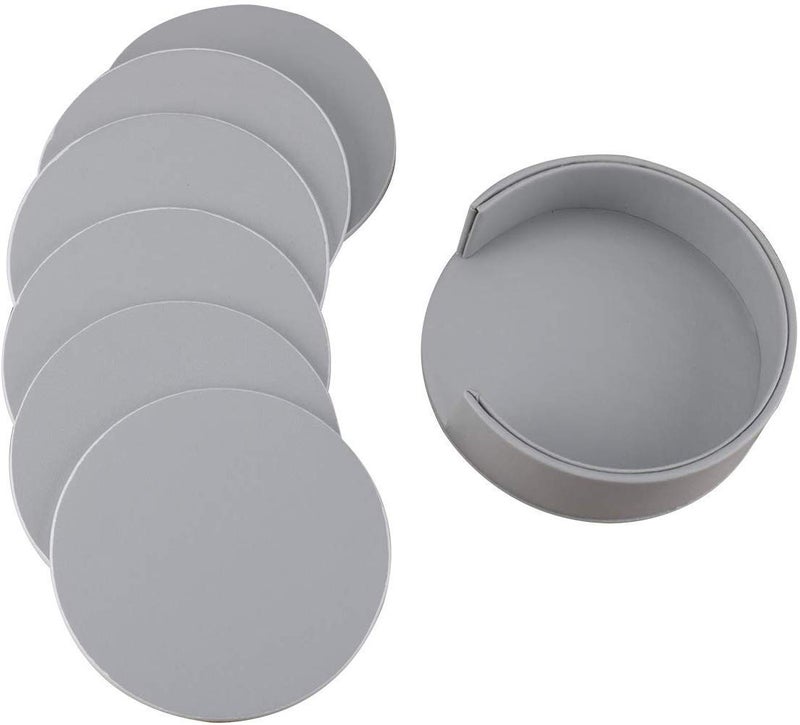 Thipoten Coasters for Drinks, Thipoten Leather Coasters with Holder, Protect Furniture from Damage(6PCS, Grey) - Image 2