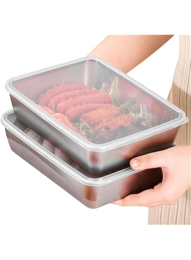 2PCS Stainless Steel Meal Prep Containers, Stainless Steel Containers with Lids, Food Storage Containers Airtight, BPA Free - Image 1