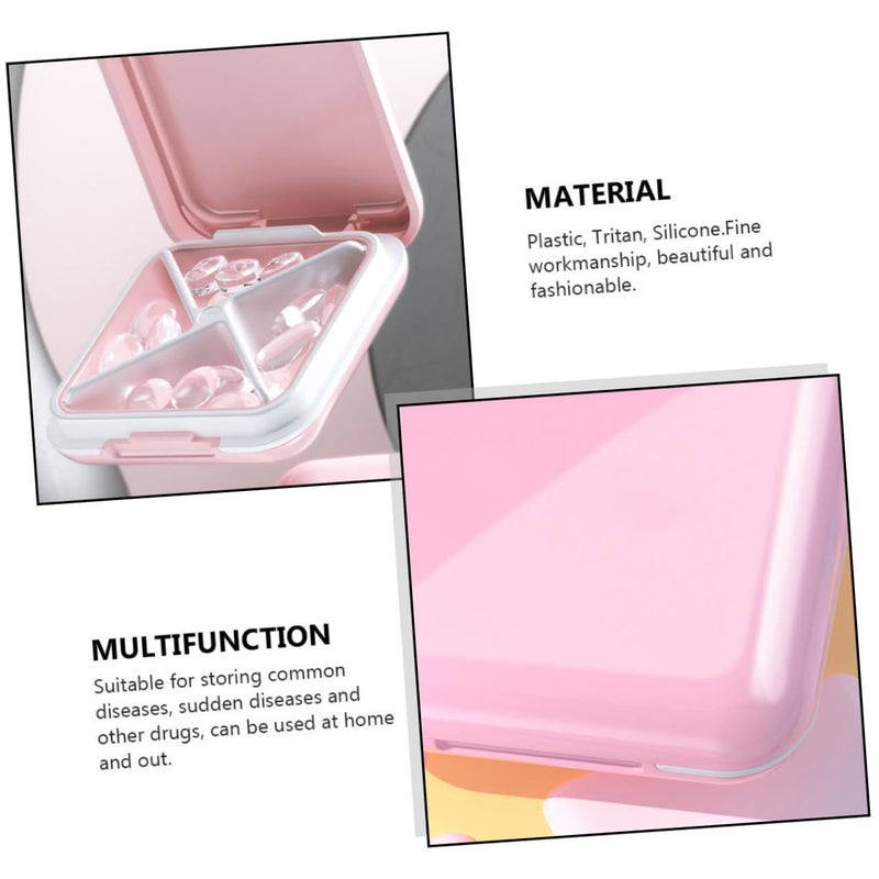 Waterproof Portable Mini Medicine Organizer Box 4 Compartment Sealed Storage Case Rose Color - Image 4