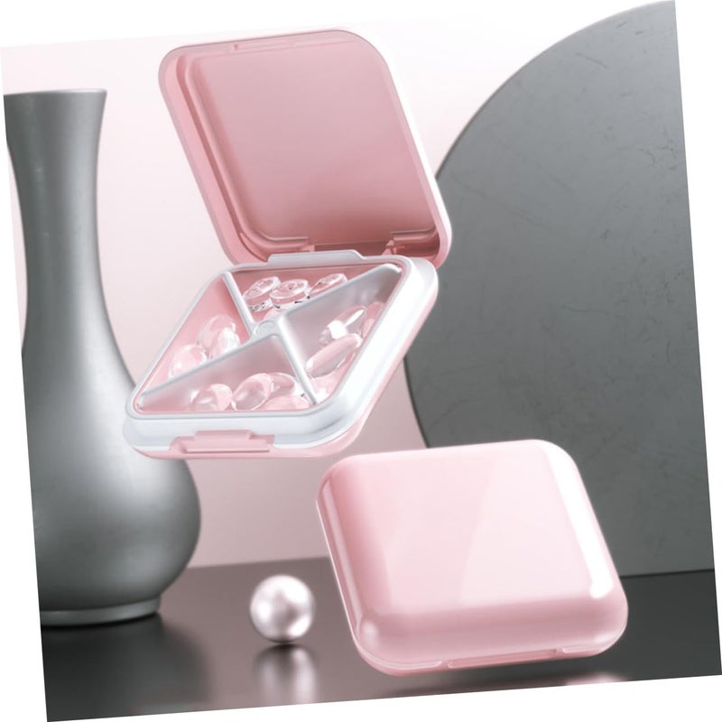 Waterproof Portable Mini Medicine Organizer Box 4 Compartment Sealed Storage Case Rose Color - Image 5