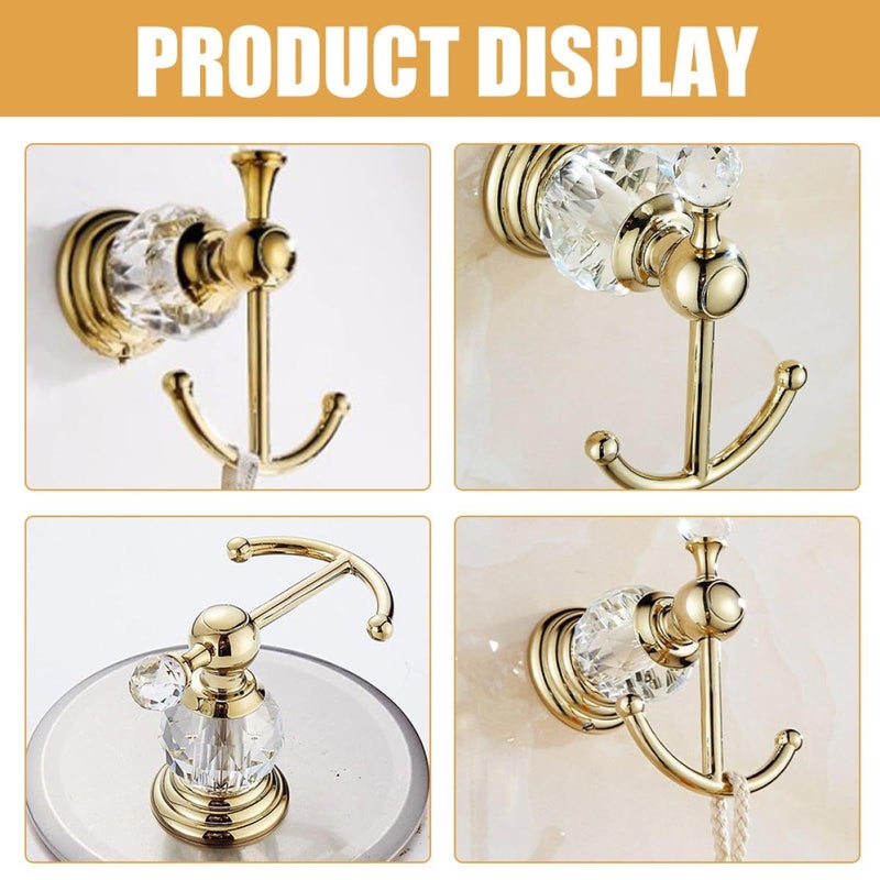 Gold Crystal Multipurpose Wall Hanging Hook for Bathroom Kitchen Closet Use - Image 5