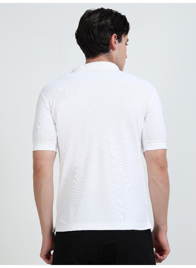 QUCO Men's White Dryfit Polo T-Shirt - Image 2