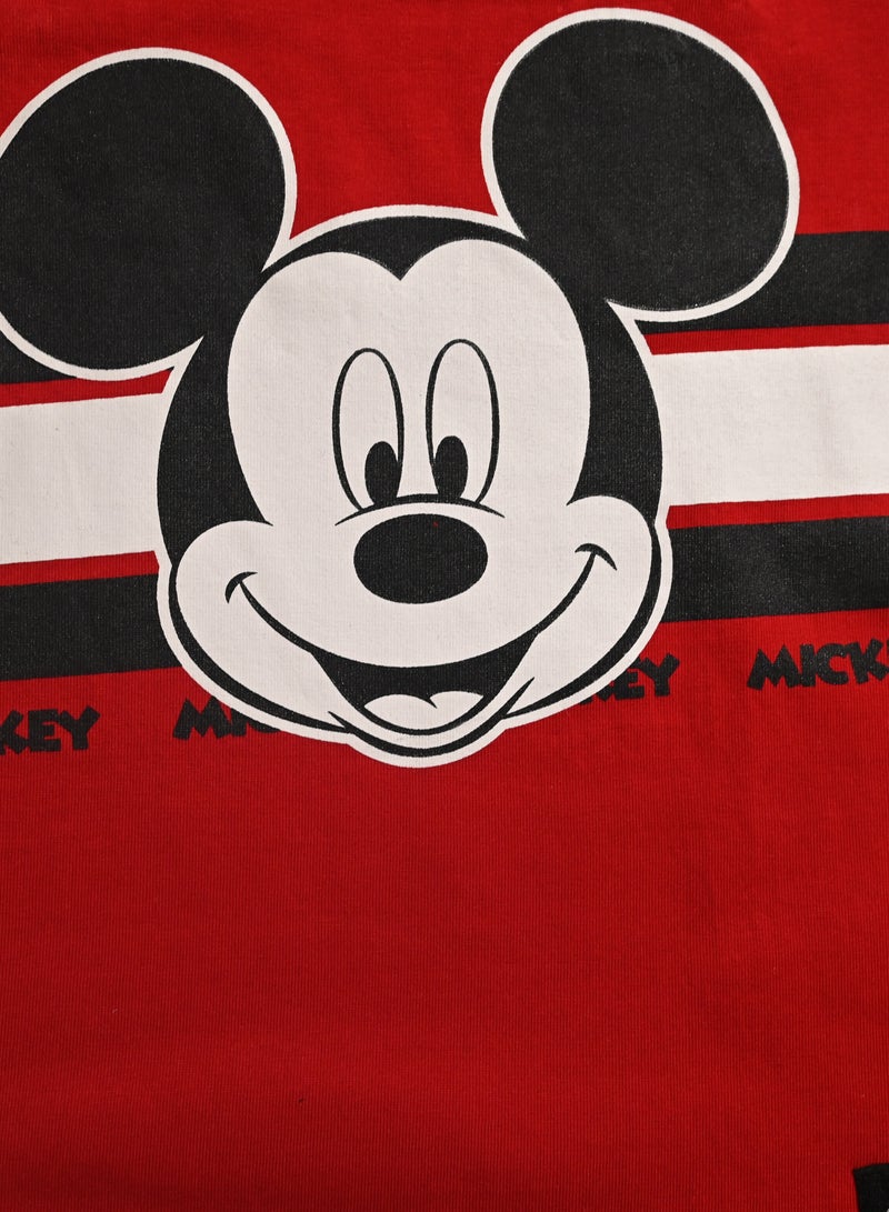 ميكي زي ميكي ماوس للأطفال، تي شيرت أحمر بطباعة وجه ميكي، بيجامة رمادية مع طباعة ميكي بيكينج، طقم من قطعتين - Image 4