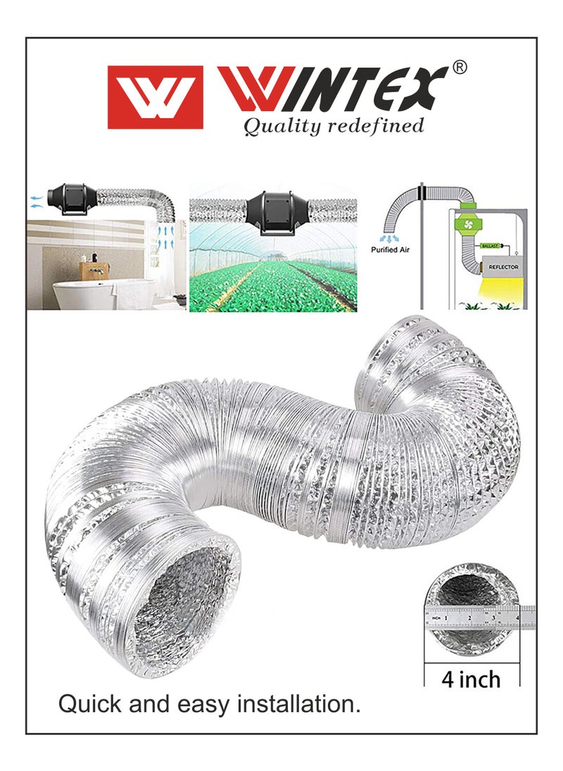 WINTEX - wintex Flexible Ducting Aluminum Foil Insulated Heat Ducting Hose Pipe 4 inch - Image 1