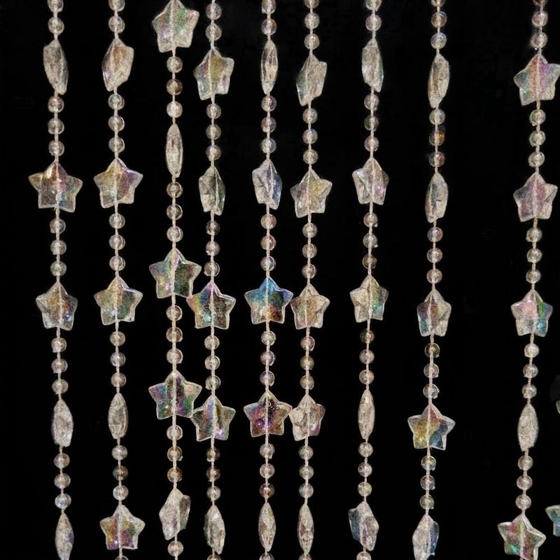 ave split Beaded Curtain Doorways Star Acrylic Hanging Door Beads String Curtains Tassel Room Divider Screen Decor for Doorway Window Living Room Wedding 049Star (Shiny Transparent Stars) - Image 5