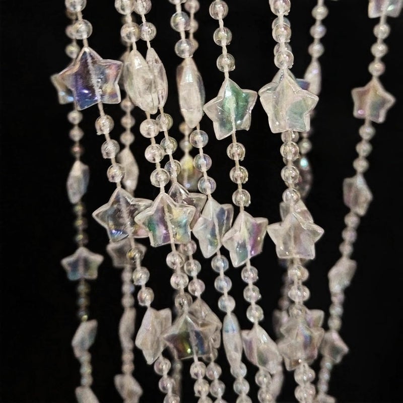 ave split Beaded Curtain Doorways Star Acrylic Hanging Door Beads String Curtains Tassel Room Divider Screen Decor for Doorway Window Living Room Wedding 049Star (Shiny Transparent Stars) - Image 2