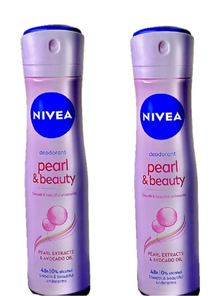 نيفيا مجموعة مكونة من عبوتين بخاخ مضاد للتعرق بيرل آند بيوتي 150 مل - Image 1