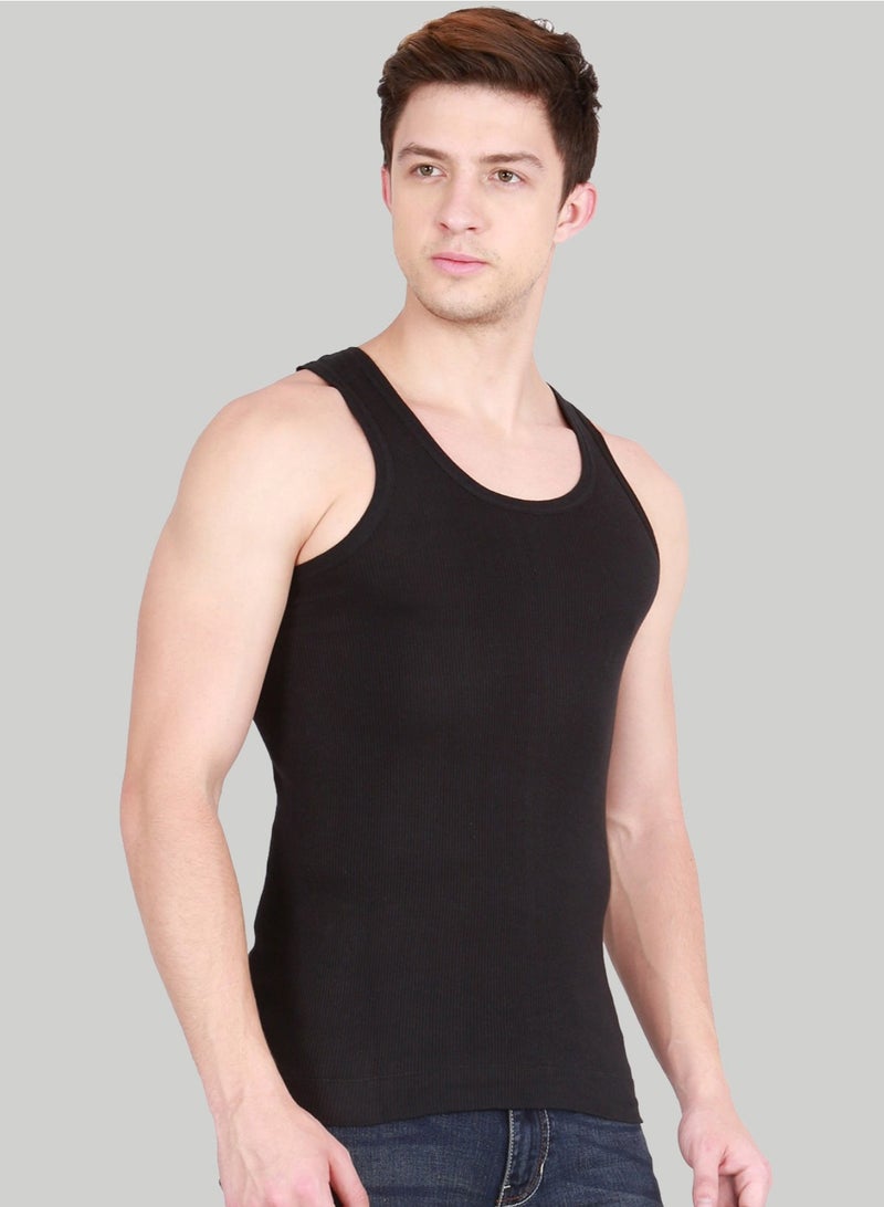 Lux Athletic Men Vest - Sleeveless Undershirts, Pack of 3, Comfortable Cotton (Multicolor)  - Image 3