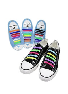 Lazy Tying-Free Elastic Shoelaces, 16 Pcs Plastic Water proof No Tie Shoe Laces for Sneakers, Laces Special No Tie Rubber for Kids and Adults