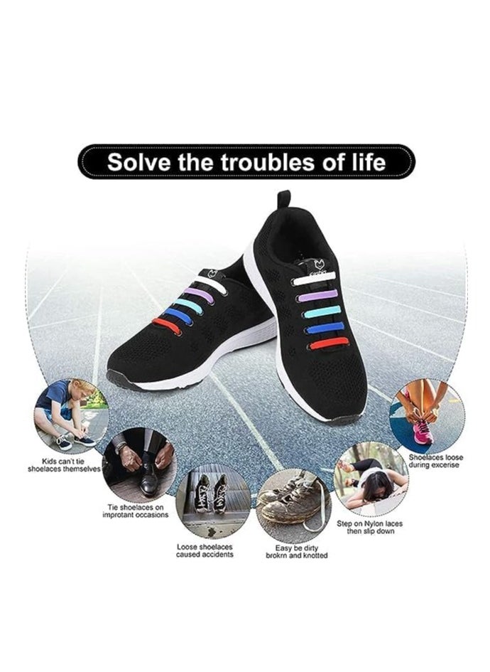 Reko - Lazy Tying-Free Elastic Shoelaces, 16 Pcs Plastic Water proof No Tie Shoe Laces for Sneakers, Laces Special No Tie Rubber for Kids and Adults - Image 1