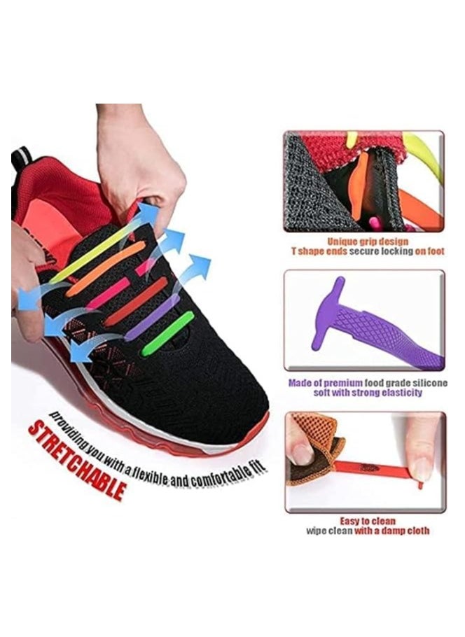 Reko - Lazy Tying-Free Elastic Shoelaces, 16 Pcs Plastic Water proof No Tie Shoe Laces for Sneakers, Laces Special No Tie Rubber for Kids and Adults - Image 1